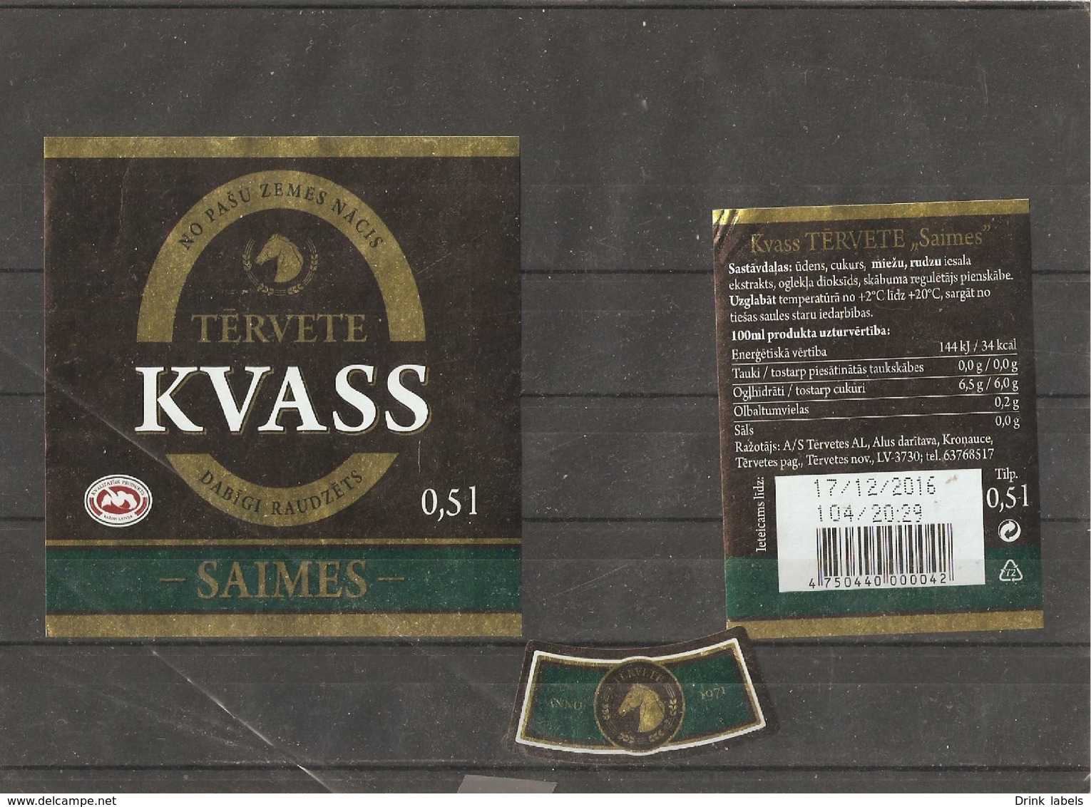 Drink Kvass Tērvetes "Saimes" Labels - Other & Unclassified