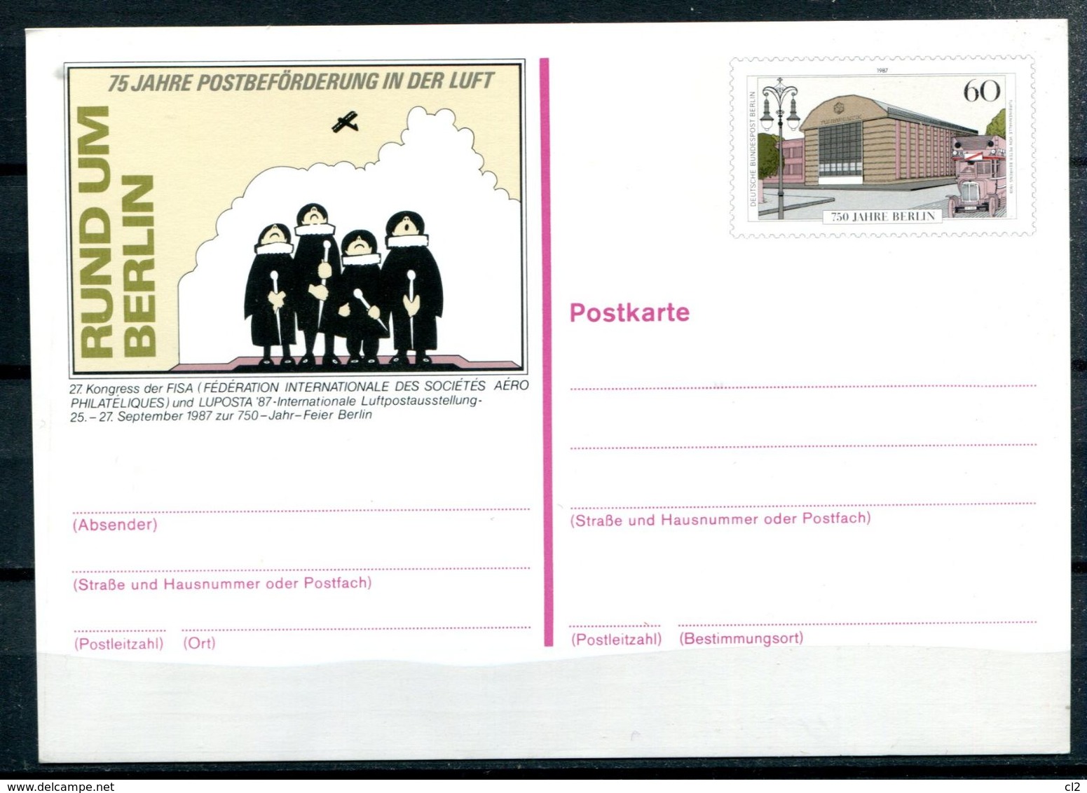 BERLIN - Ganzsachen Michel P127 (postfrisch) - LUPOSTA 87 - Cartes Postales - Oblitérées