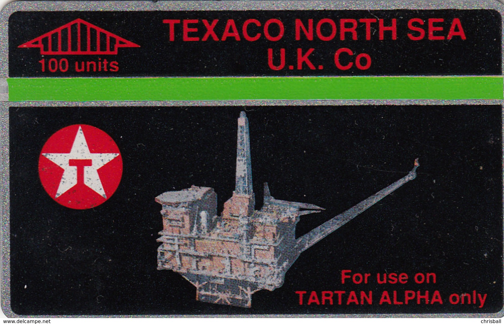 BT  Oil Rig Phonecard- Texaco North Sea- 100units - Superb Fine Used Condition - Plateformes Pétrolières