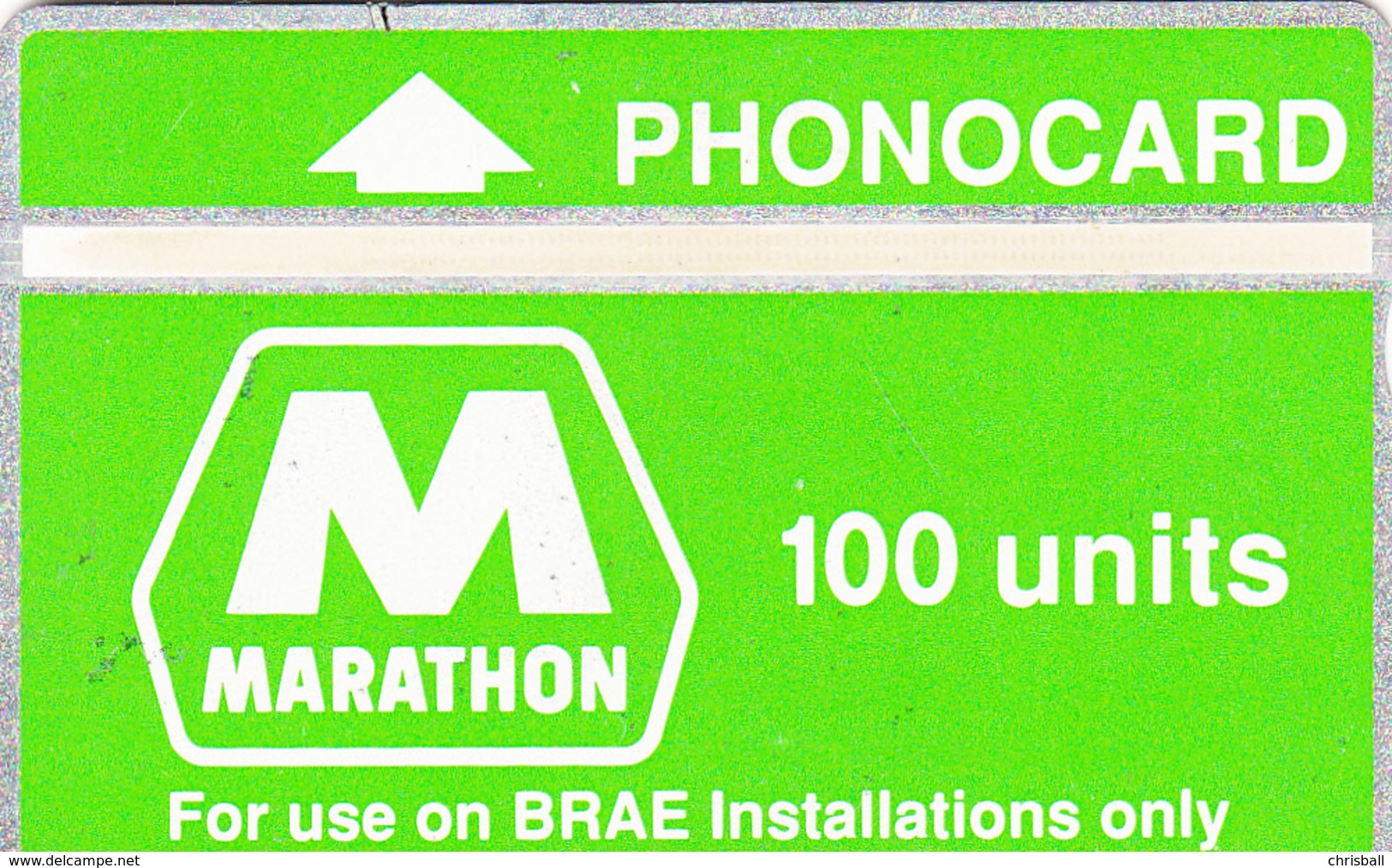 BT  Oil Rig Phonecard- Marathon 100units (White On Green)- Superb Fine Used Condition - Plateformes Pétrolières