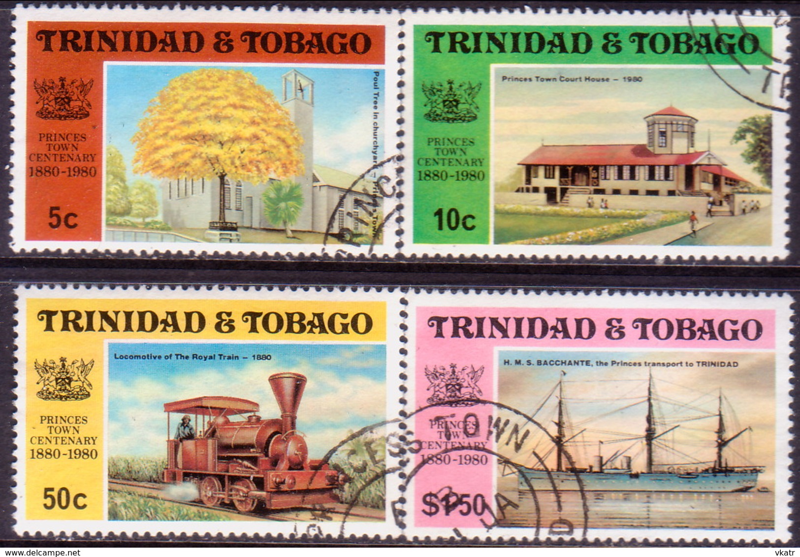 TRINIDAD & TOBAGO 1980 SG #555-58 Compl.set Used Centenary Of Princess Town - Trinidad & Tobago (1962-...)