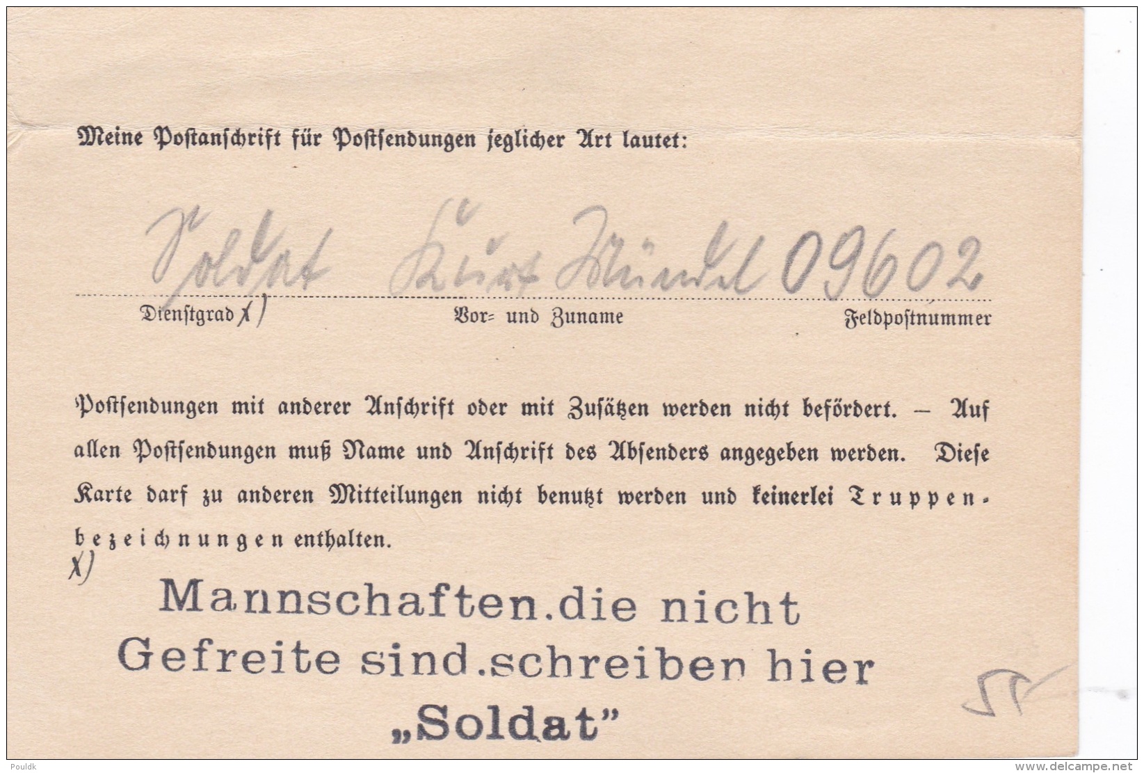 Feldpost WW2: Change Of Address - From The Start Of WW2 - 3. Fernsprech-Kompanie Korps-Nachrichten-Abteilung 44 FP 09602 - Militaria