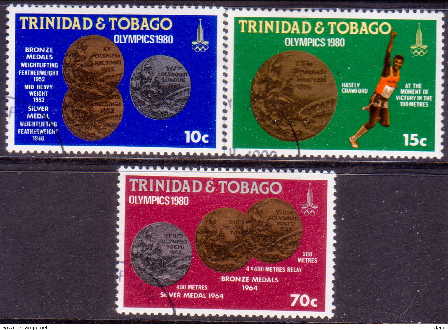 TRINIDAD & TOBAGO 1980 SG #568-70 Compl.set Used Olympic Games, Moscow - Trinidad & Tobago (1962-...)