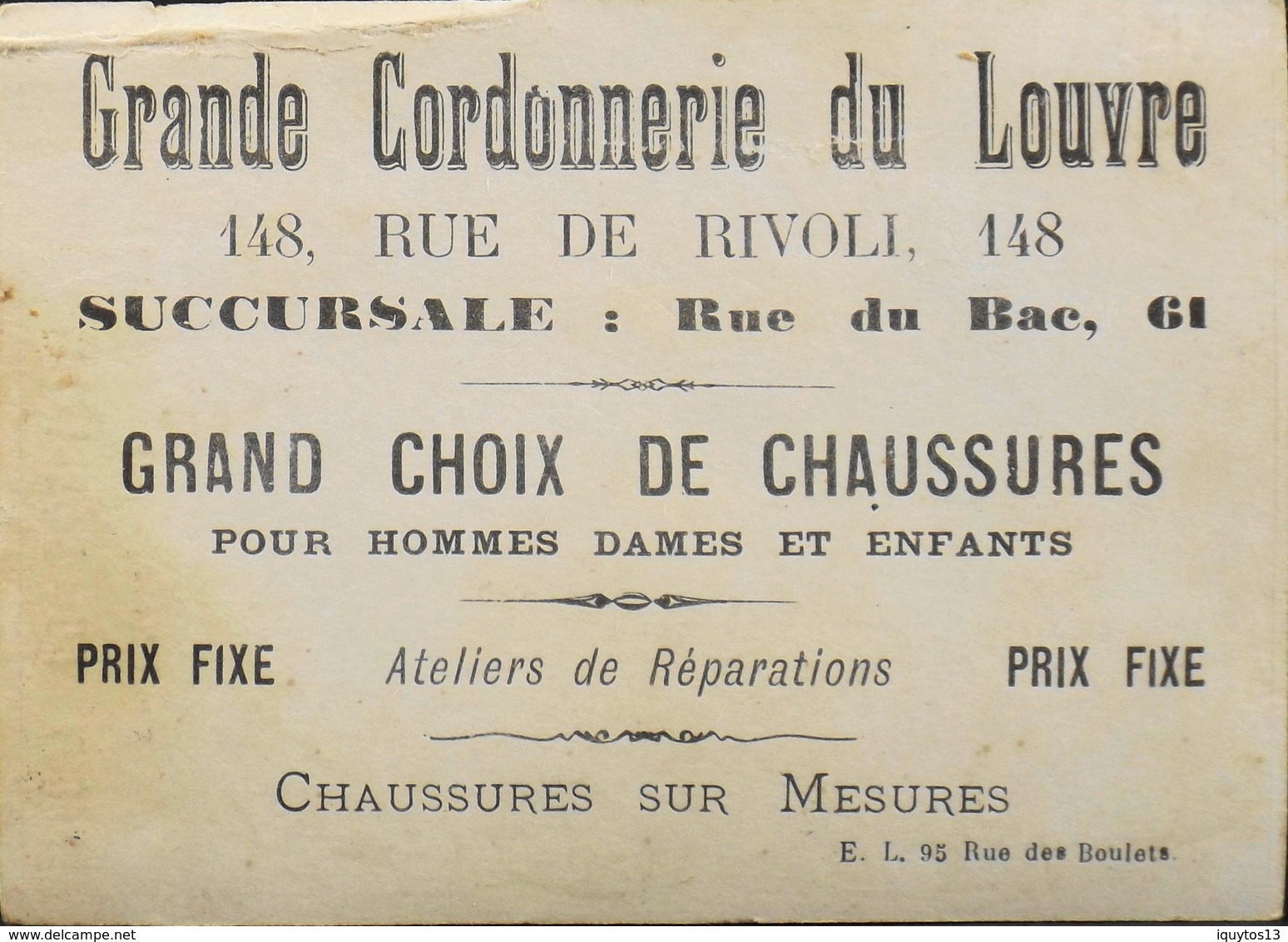 CHROMO - GRANDE CORDONNERIE Du LOUVRE 148 ,Rue De Rivoli - Mr Bonpoil !.... - BE - Autres & Non Classés