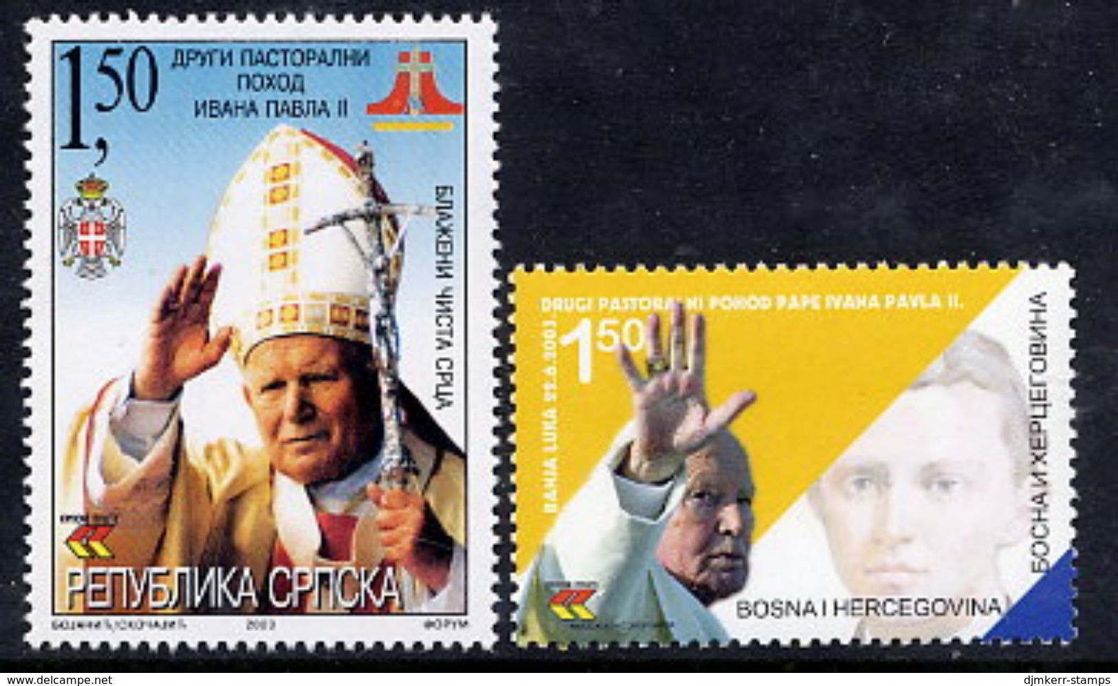 BOSNIAN SERB REPUBLIC 2003 Papal Visit MNH / **.  Michel 277-78 - Bosnia Herzegovina