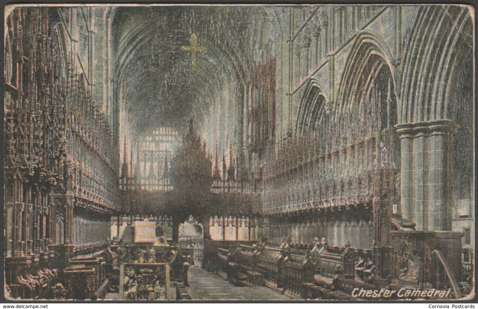 Interior, Chester Cathedral, Cheshire, 1907 - Horrocks & Co Postcard - Chester