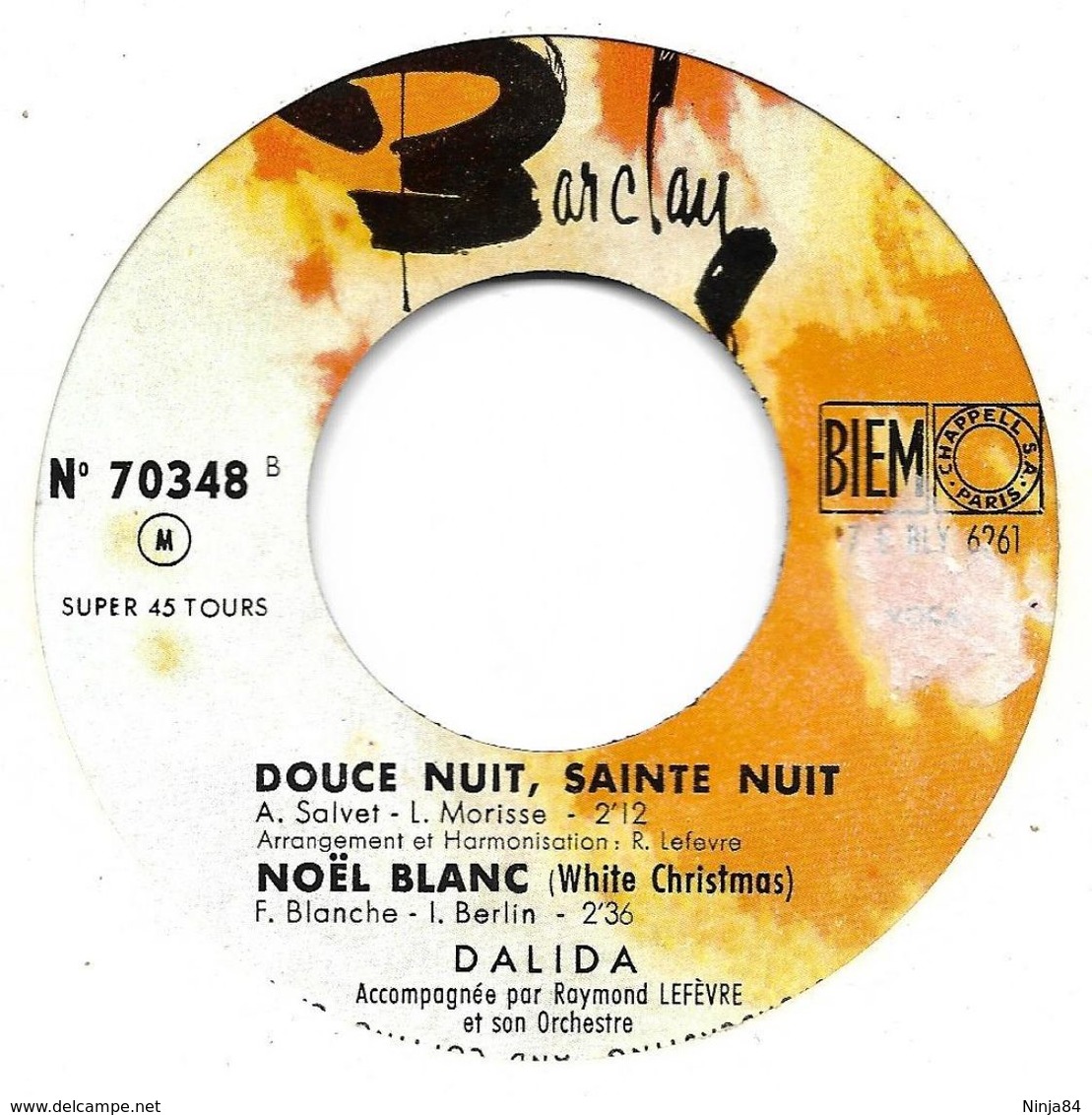 EP 45 RPM (7")  Dalida  "  Joyeux Noël  " - Christmas Carols