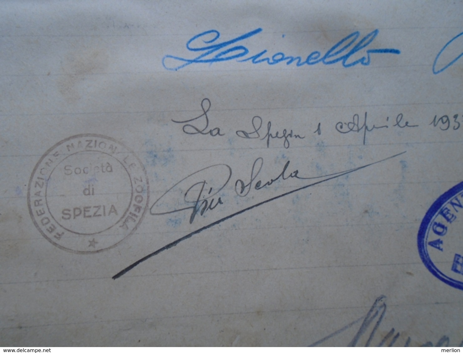 PR16.3  Italia  LA SPEZIA Fed. Nazionale ZOOFILA- Teatro Civico- Asoc. Fascista Adetti  Singature,autograph  1933 - Altri & Non Classificati