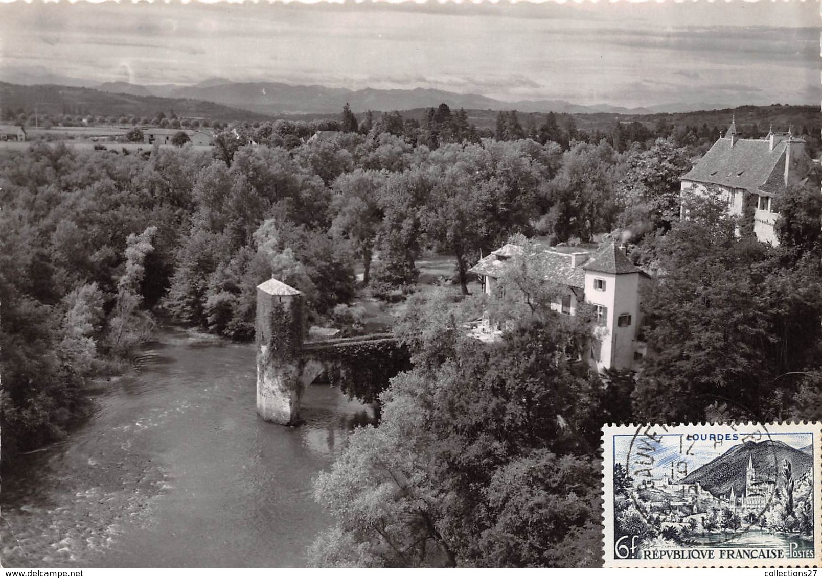 64-SAUVETERRE DE BEARN- LE CAVE D'OLORON ET LE VIEUX PONT DE LA LEGENDE VUS DES TERRASSES - Sauveterre De Bearn