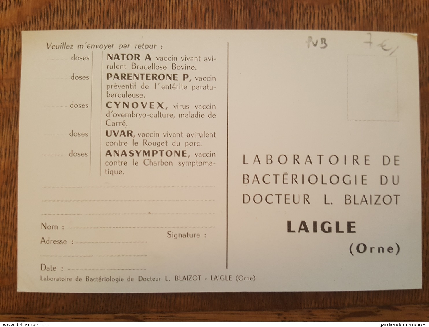 Publicité Pour Le Laboratoire De Bactériologie Du Docteur L. Blaizot à Laigle - Werbepostkarten