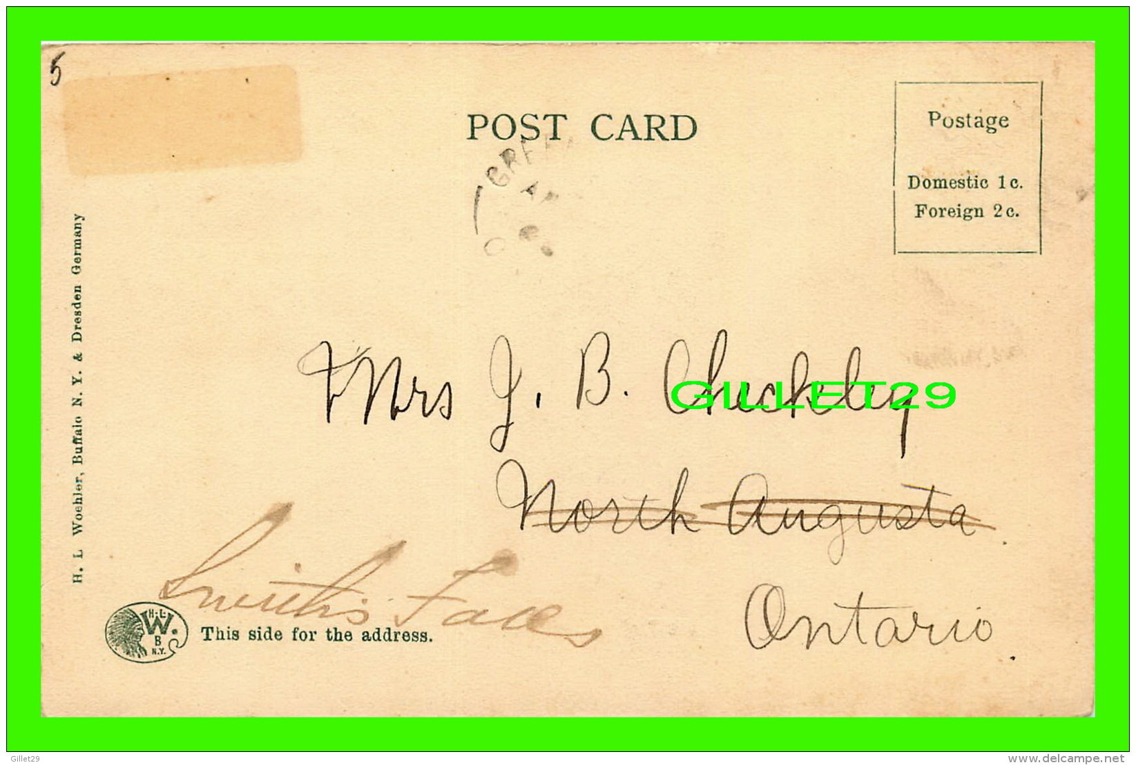 BUFFALO, NY - PARK LAKE, ANIMATED - TRAVEL IN 1906 -  H. L. WOEHLER - UNDIVIDED BACK - - Buffalo