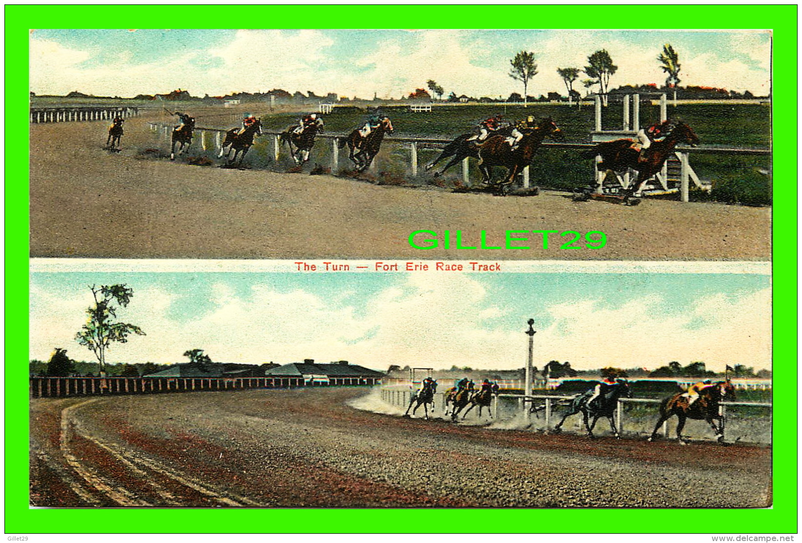 FORT ERIE, ONTARIO - THE TURN, FORT ERIE RACE TRACK - 2 MULTIVUES -  PUB. BY THE BUFFALO NEWS CO - - Autres & Non Classés