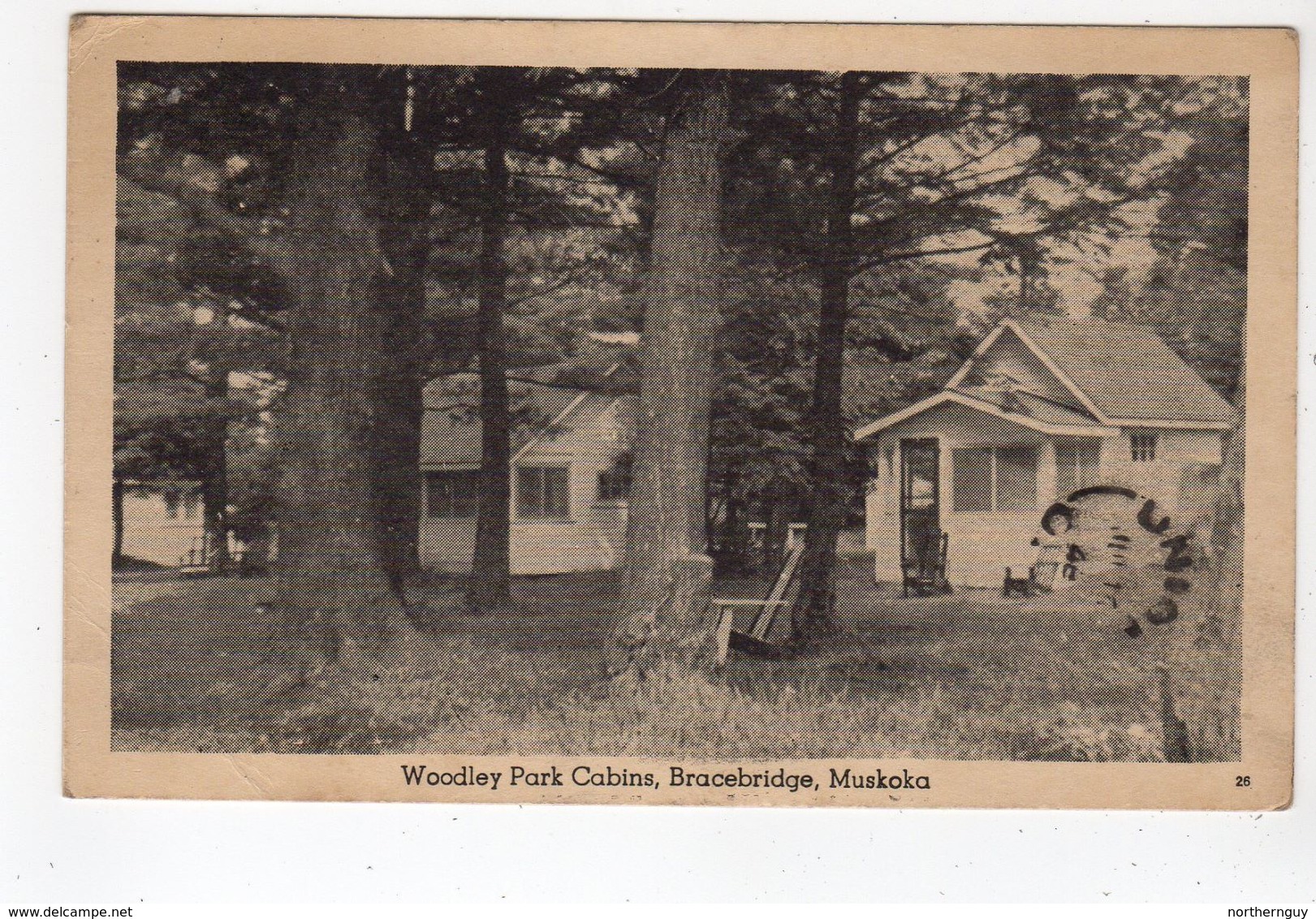 BRACEBRIDGE, Ontario, Canada, Woodley Park Cabins, 1949 WB Postcard, Muskoka County - Muskoka