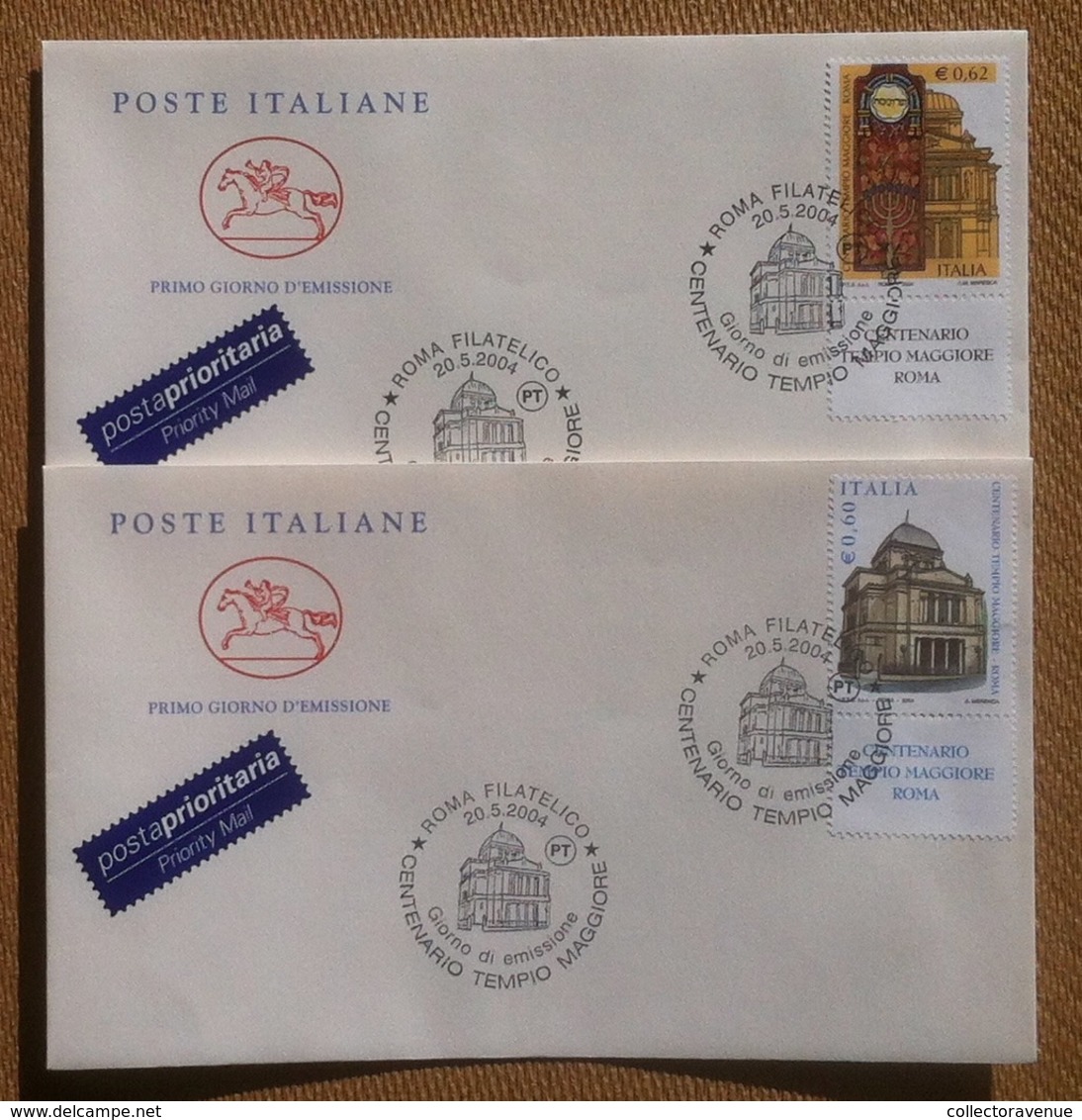 FDC Cavallino - Italia Repubblica 2004 - Centenario Tempio Maggiore Roma - 2 NVG - Non Classificati