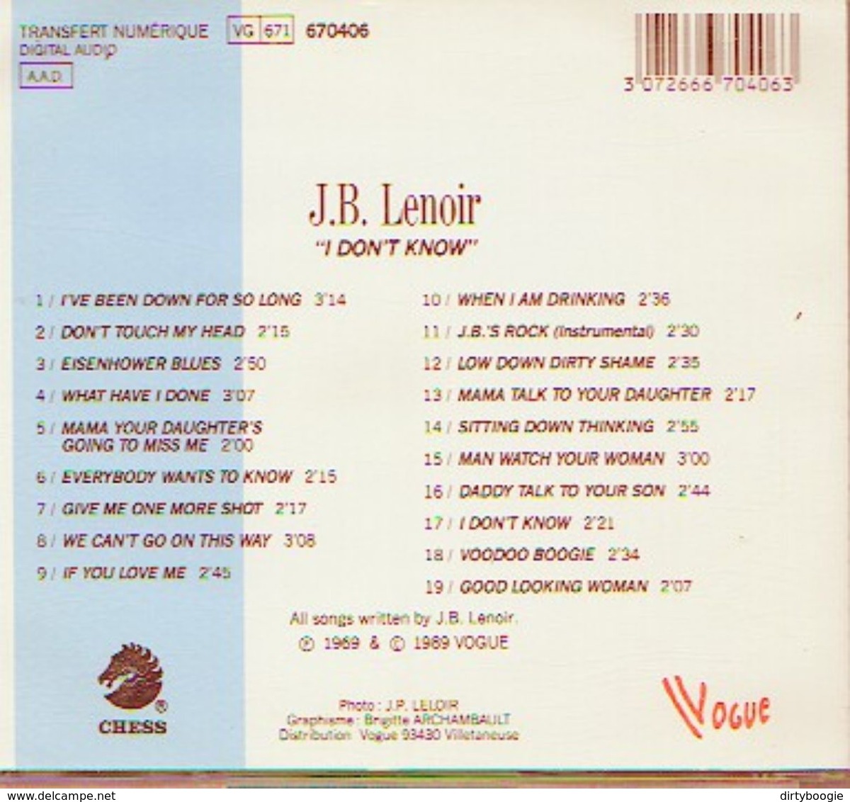 J.B. LENOIR - I Don't Know - CD - BLUES - Blues