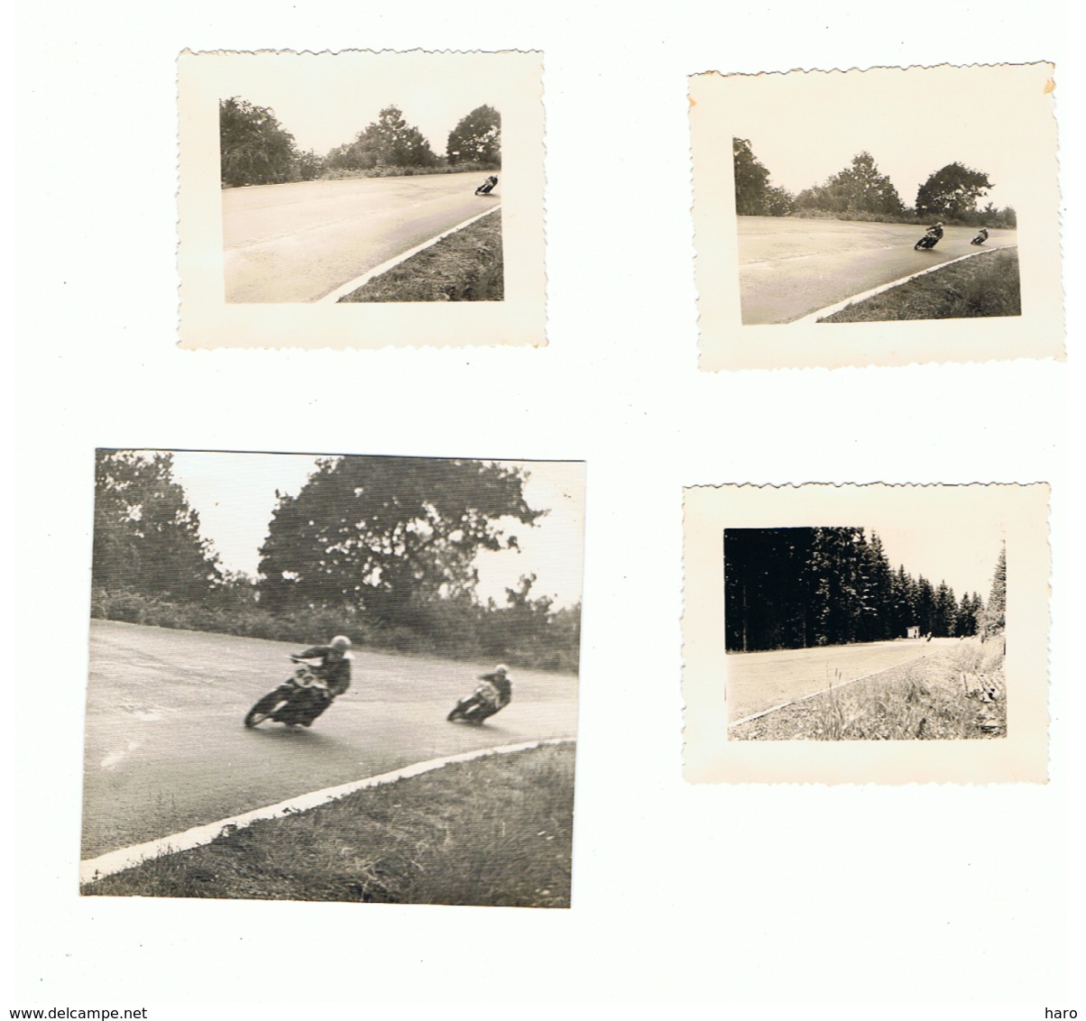 FRANCORCHAMPS 1951 Course De Motos - Lot De 4 Photos (+/- 4,5 X 6 Cm) - Moto, Oldtimer (b157) - Sport