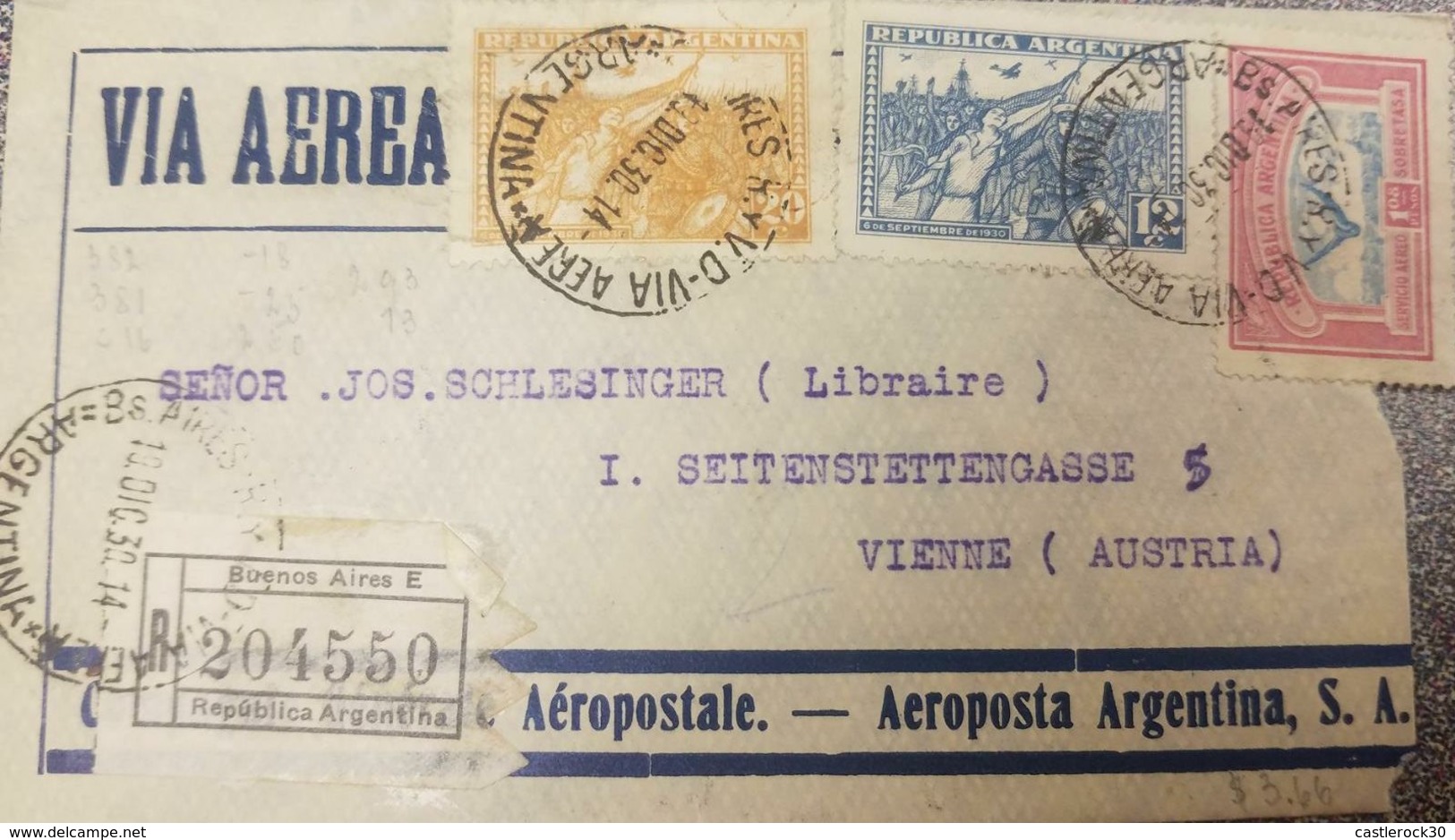 V. Eb O) 1930 ARGENTINA, AIRMAIL - AEROPOSTALE, MARCH OF THE VICTORIOUS INSURGENTS A117 20 C. ORANGE AND 12 C. BLUE, - Airmail