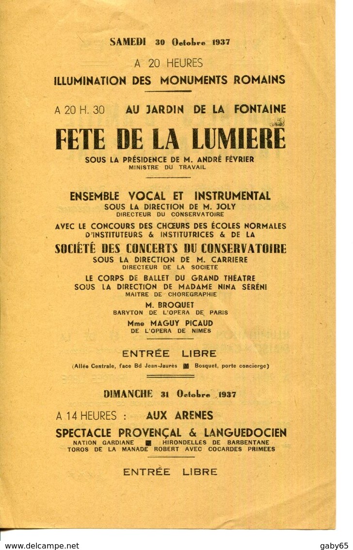 30.GARD.NIMES.TRACT PROGRAMME POUR LES JOURNÉES D'AMITIE FRANCO-AMERICAINE.1937. - Non Classificati