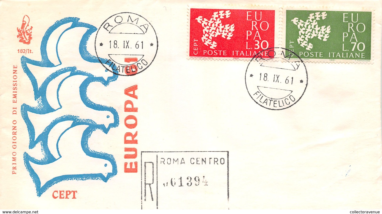 FDC Venetia Italia Repubblica 1961 - Europa Unita CEPT - Raccomandata Viaggiata - Non Classificati