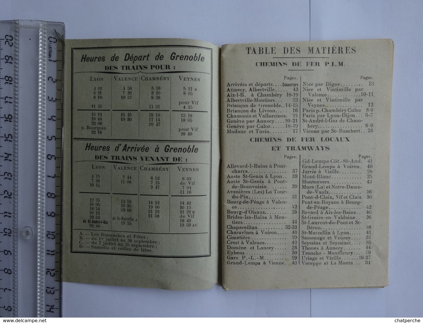 DEPLIANT HORAIRE OFFICIEL SYNDICAT INITIATIVE GRENOBLE ET DAUPHINE JUIN 1912 - Europa