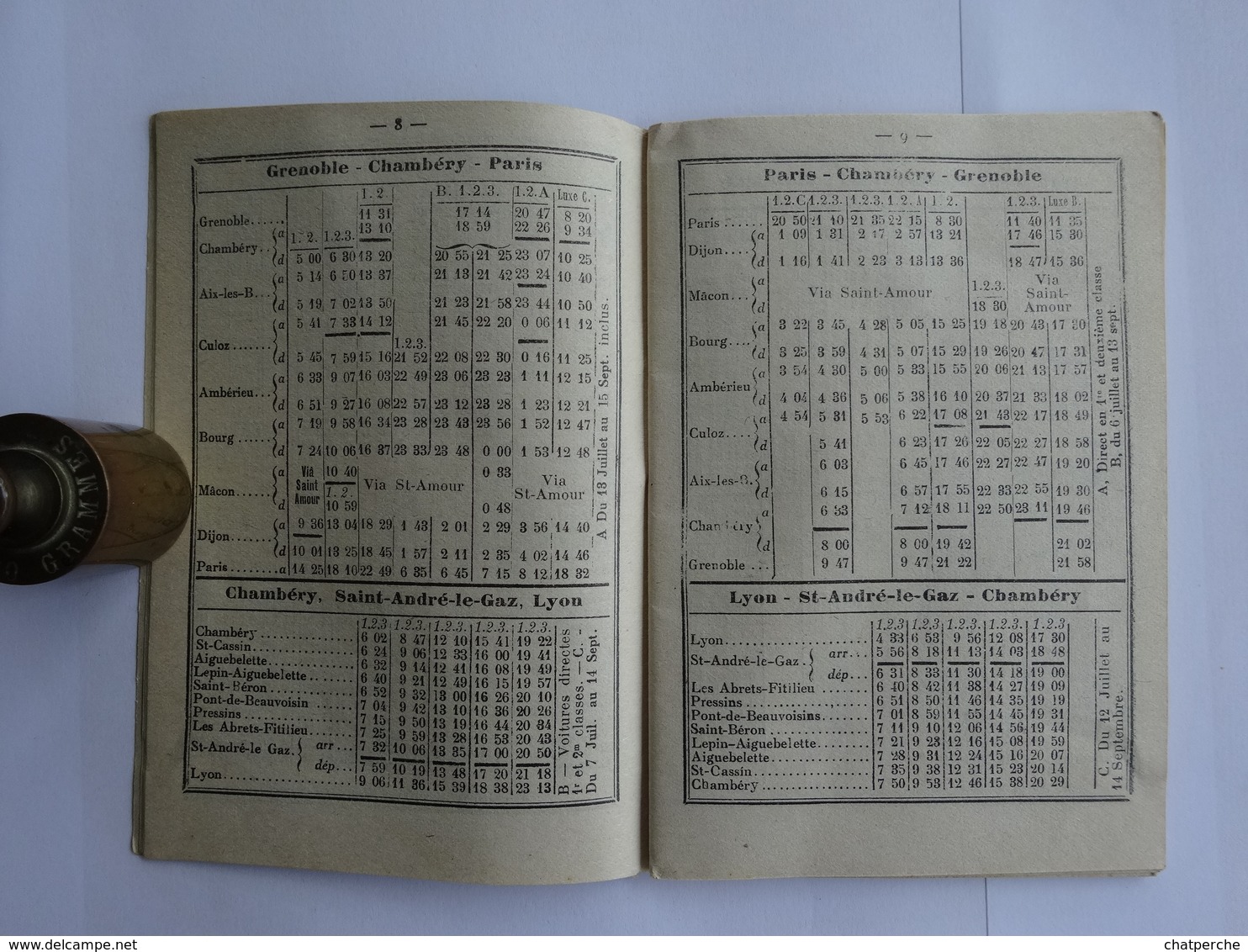 DEPLIANT HORAIRE OFFICIEL SYNDICAT INITIATIVE GRENOBLE ET DAUPHINE JUIN 1912 - Europe