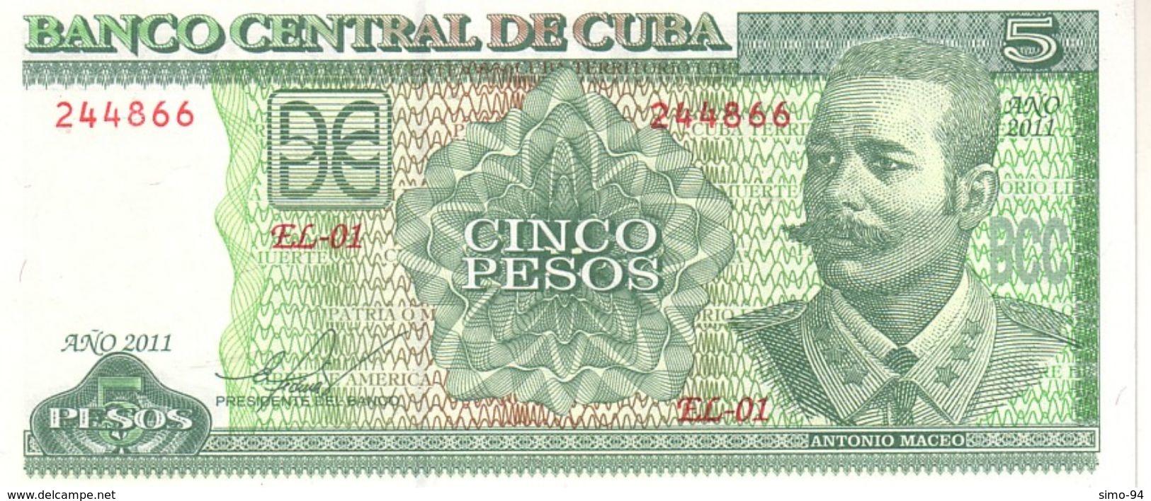 Cuba P.116 5 Pesos 2011  Unc - Cuba