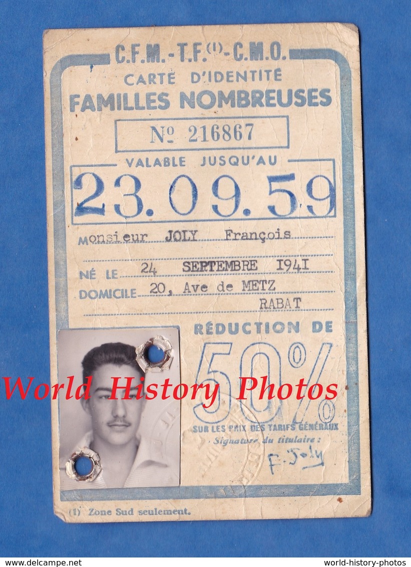 Carte Ancienne Chemin De Fer Du Maroc - 22 Mai 1958 - RABAT VILLE - François Joly - Familles Nombreuses - Sonstige & Ohne Zuordnung