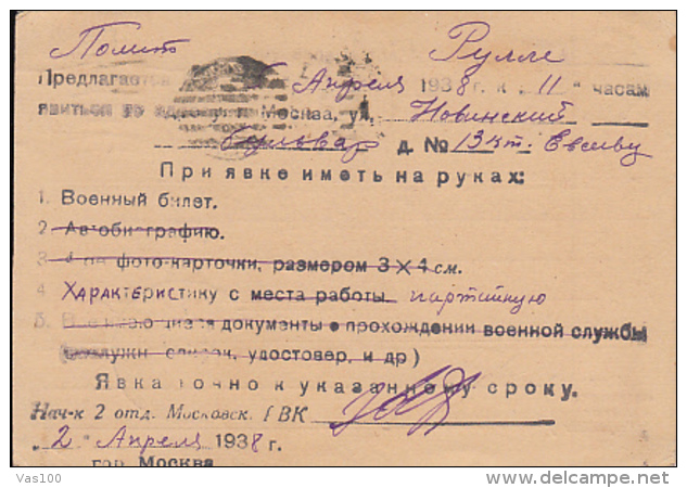 WORKER, POSTCARD STATIONERY, 1938, RUSSIA - ...-1949