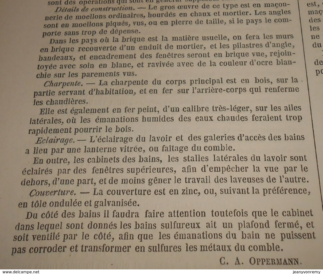 Plan D'un Type De Bains Et Lavoir Publics à Plan Développable..  1869 - Arbeitsbeschaffung