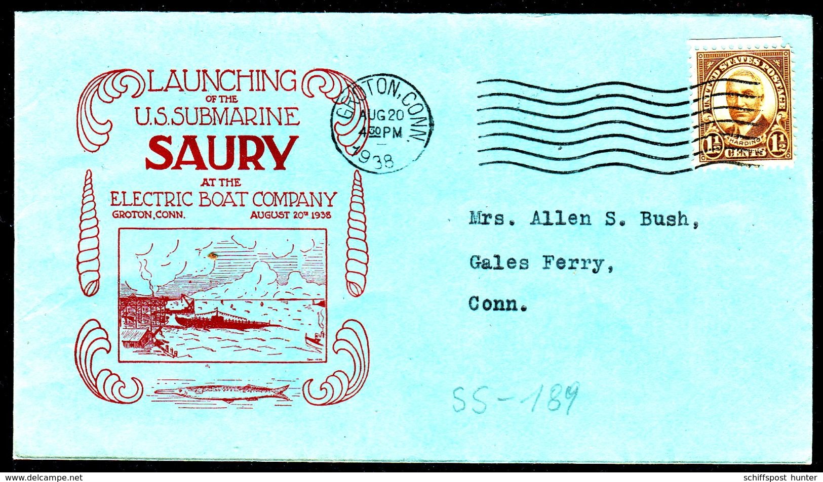 US Navy, USS"SAURY" (SS-189 ) Launching 1938, Look Scan, RARE !! 15.3-05 - Sous-marins