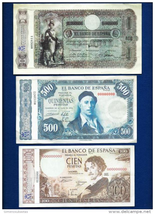 Facsimil  (3 Billetes De Espa&ntilde;a) - Specimen