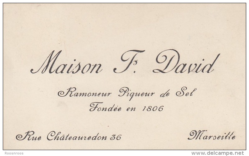 CARTE DE VISITE MAISON DAVID RAMONEUR PIQUEUR DE SEL MARSEILLE - Cartes De Visite