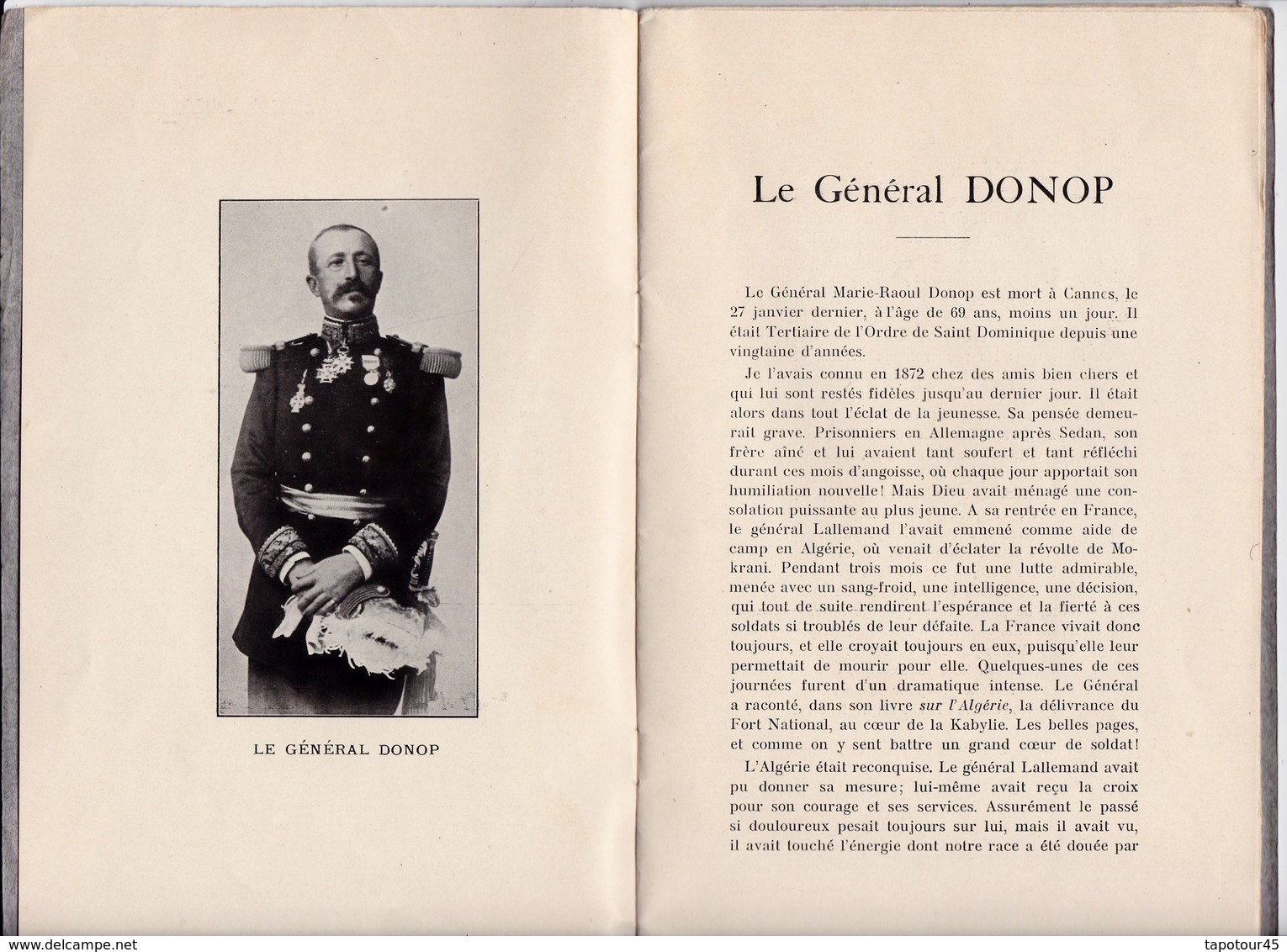 C 3)  Livre A La Gloire Du Général Donop   (Format 23 X 15) 30 Pages - Français