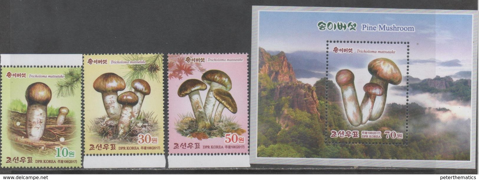 PLANTS, 2018, MNH, MUSHROOMS, PINE MUSHROOMS, MOUNTAINS, 3v+  S/SHEET - Mushrooms