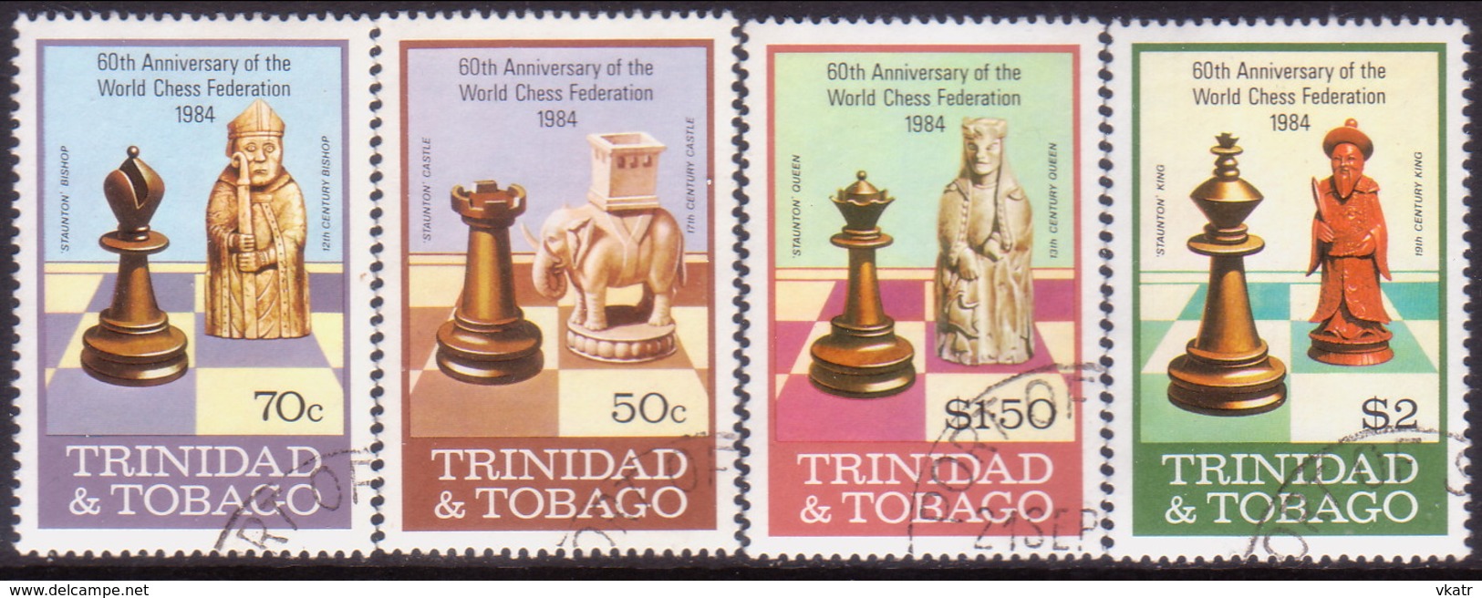 TRINIDAD & TOBAGO 1984 SG #652-55 Compl.set Used Chess - Trinidad & Tobago (1962-...)