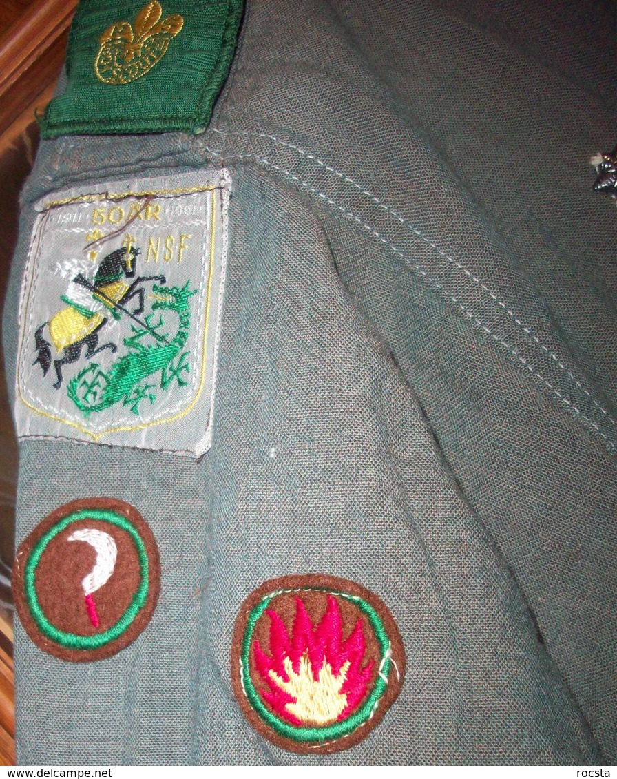 Vintage 1960s Norwegian Scouts Gray Shirt - Many Patches & Ranks - Scouting