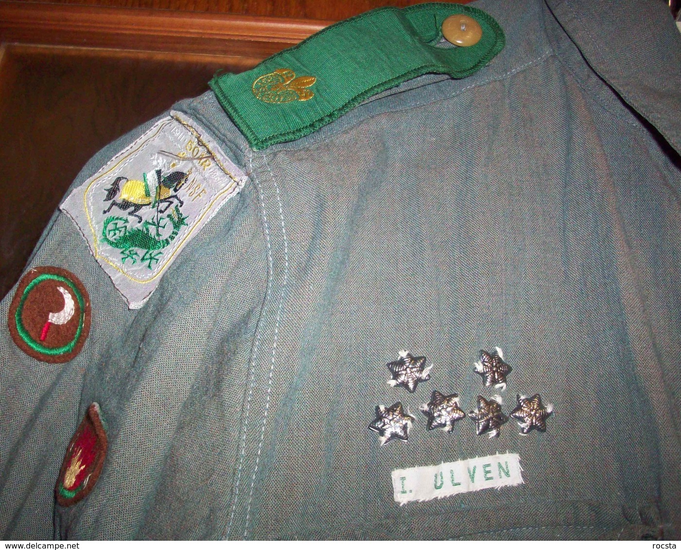 Vintage 1960s norwegian scouts gray shirt - many patches & ranks