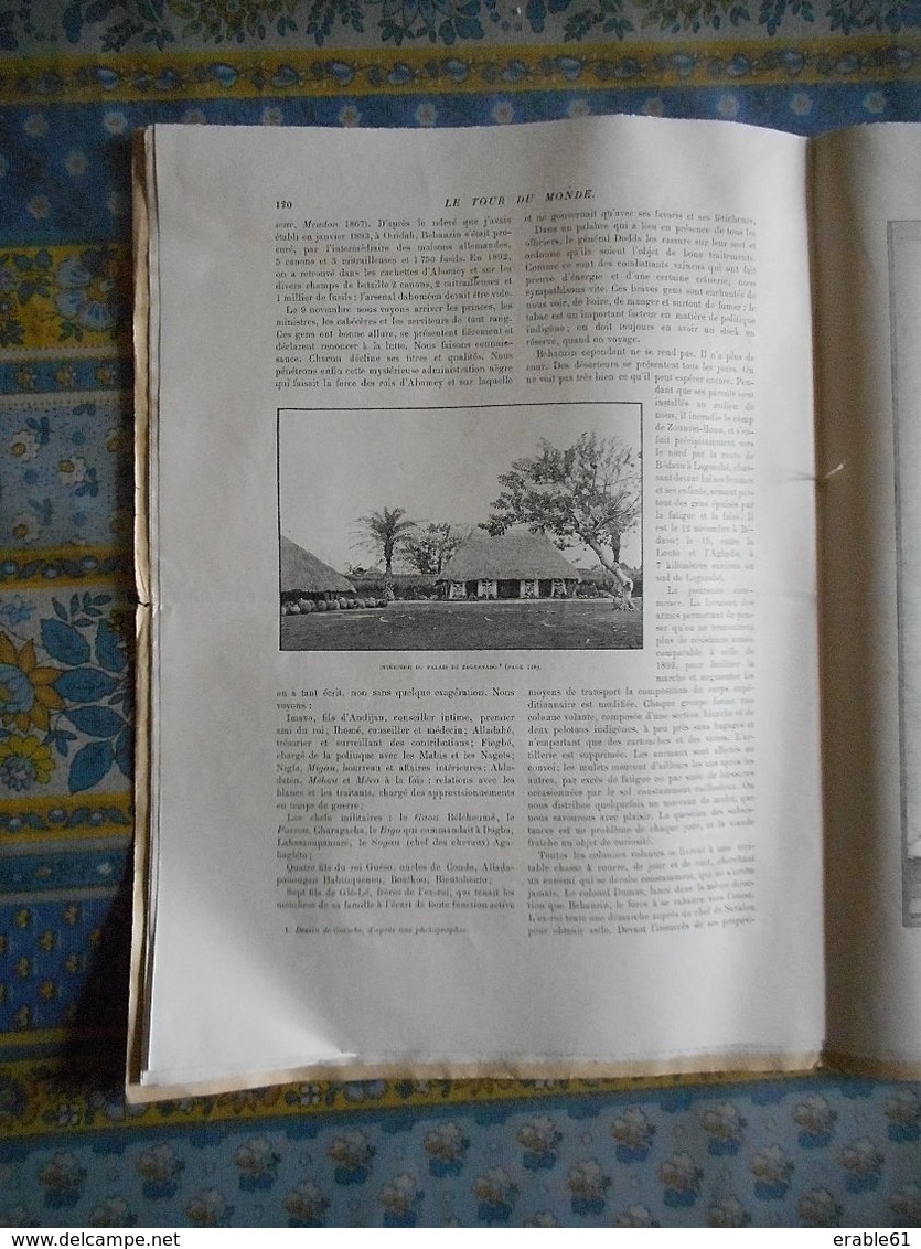 LE TOUR DU MONDE 1894 N° 1755 DAHOMEY ZAGNANADO PALAIS FETICHE AOUANDJI TOHOUE GOHO OUEMETON ROI AGOLIAGBO CARTE