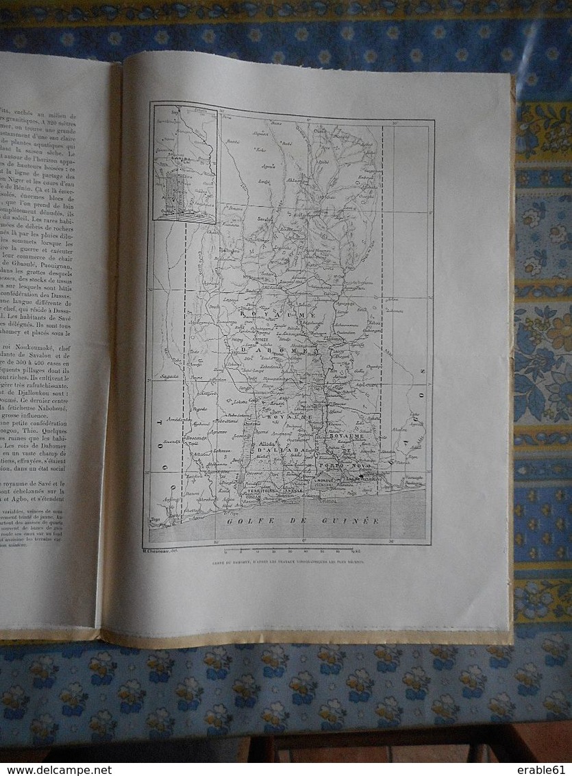 LE TOUR DU MONDE 1894 N° 1755 DAHOMEY ZAGNANADO PALAIS FETICHE AOUANDJI TOHOUE GOHO OUEMETON ROI AGOLIAGBO CARTE