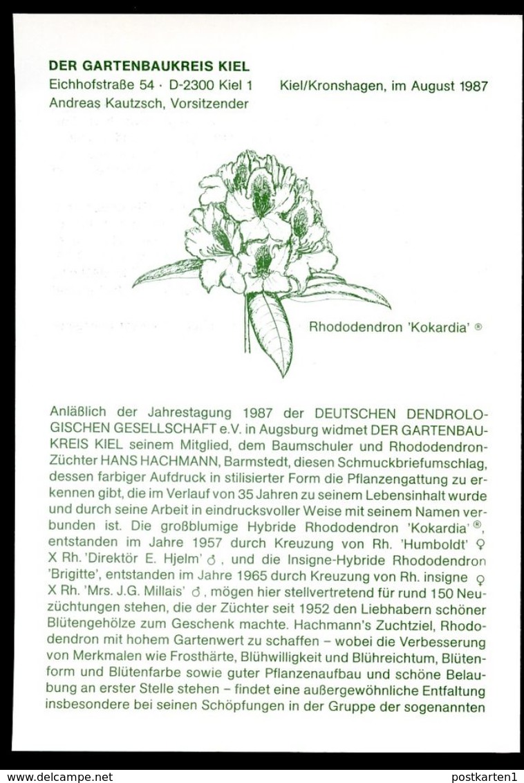 Bund PU113 D2/005 Privat-Umschlag RHODODENDRON Augsburg 1987 - Sonstige & Ohne Zuordnung