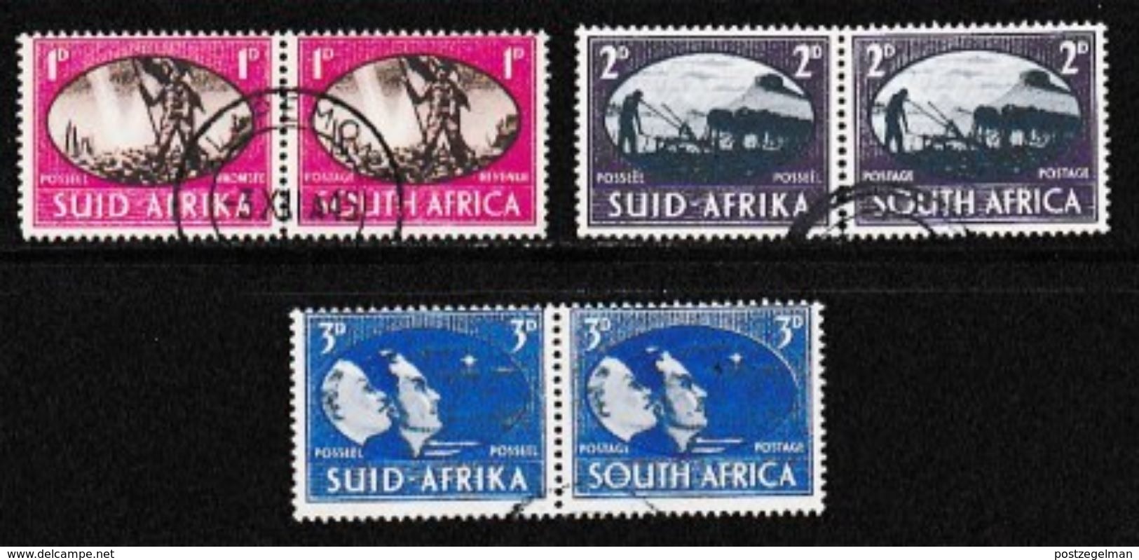 SOUTH AFRICA UNION 1945 Used Pair Stamps Victory Nrs. 175-180 - Used Stamps