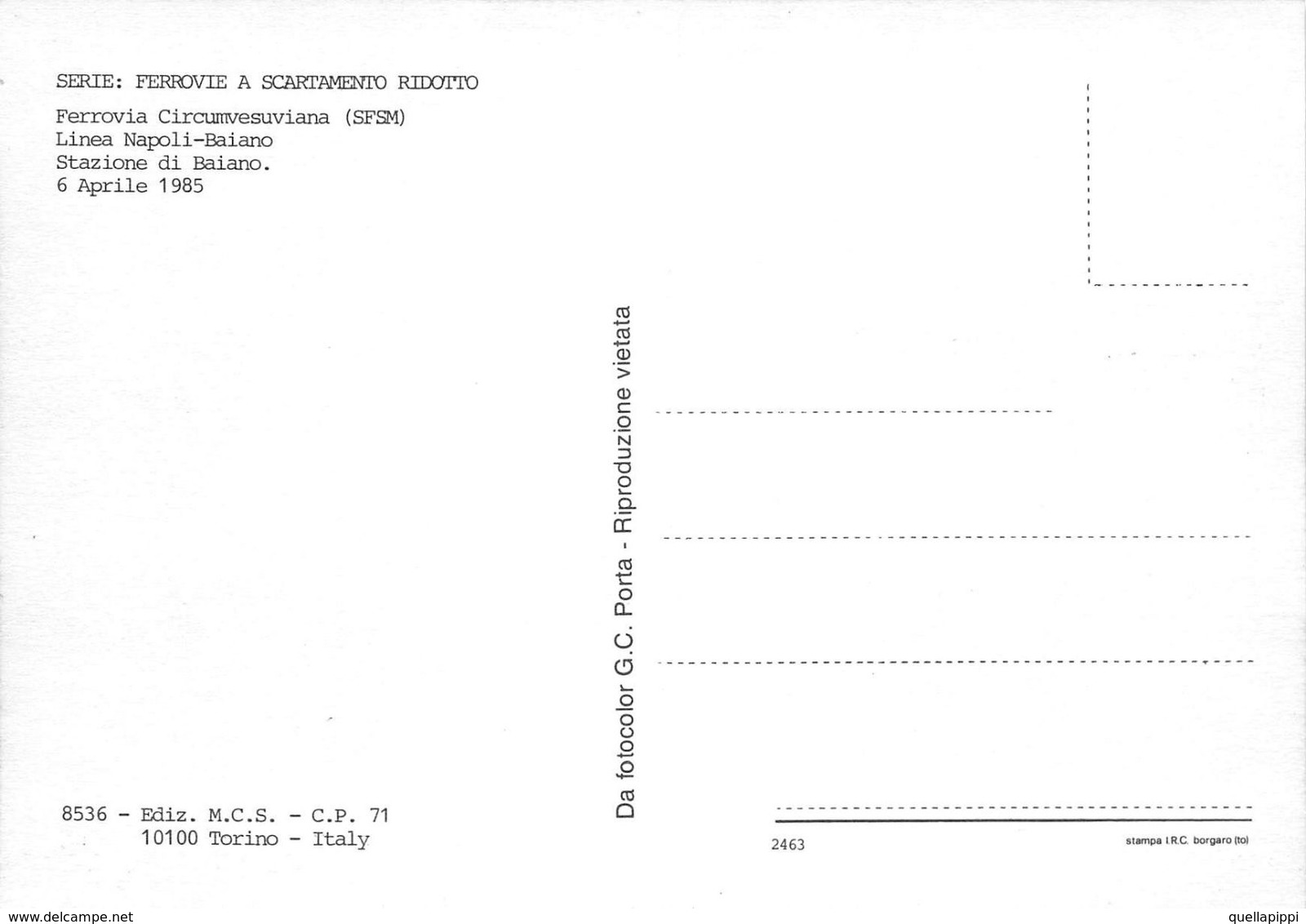 D7506 "FERROVIA CIRCUMVESUVIANA-LINEA NAPOLI-BAIANO - STAZIONE DI BAIANO - APRILE 1985"  CART NON SPED - Stazioni Con Treni