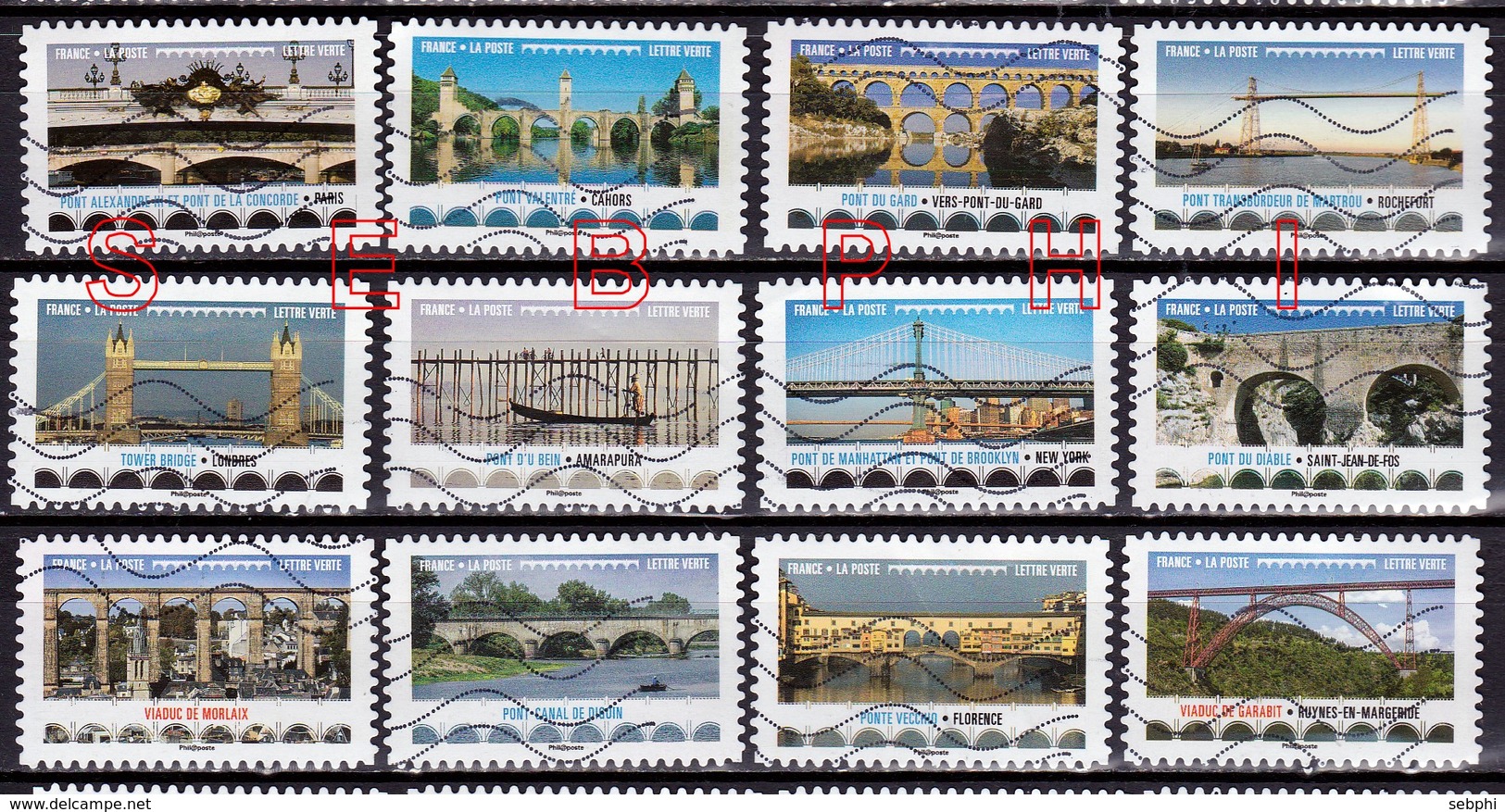 FRANCE 2017  :  VRAC LOT DE 5 SERIES COMPLETES :    PONTS ET VIADUCS (DECOLLEES) - Used Stamps