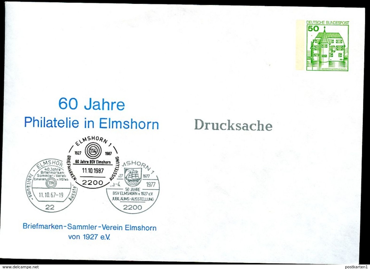 Bund PU113 D2/011 Privat-Umschlag STEMPEL ELMSHORN 1987 - Post