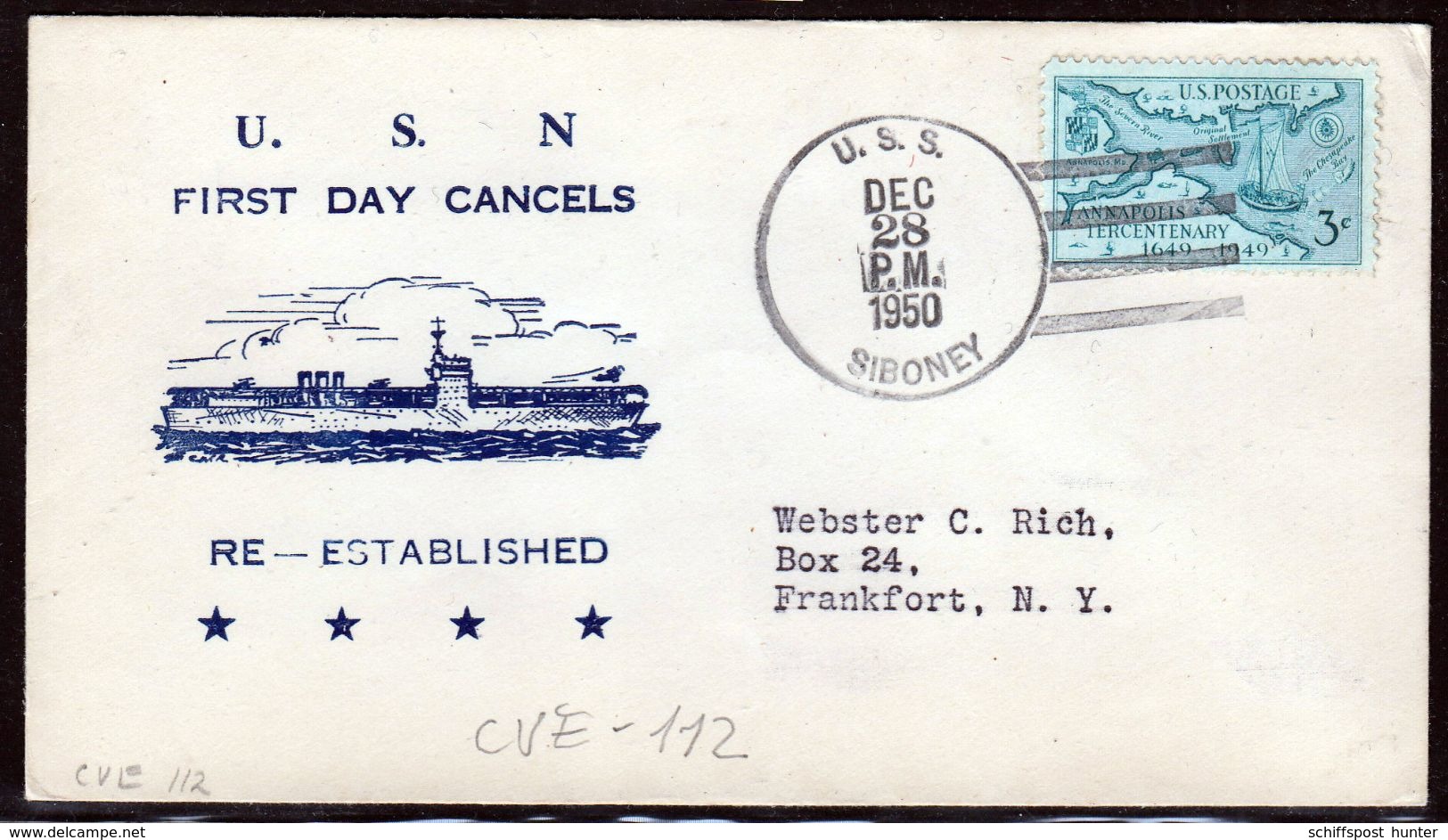 US Navy, USS"SIBONEY" (CVE-112) 1950, Korean War ,LOW PRICE !! Look Scan, RARE !! 21.3-18 - Bateaux