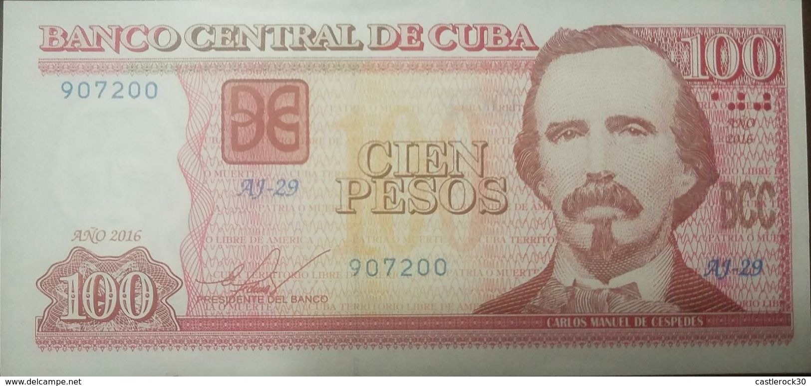 L) 2016 CUBA, BANKNOTES, CARLOS MANUEL DE CESPEDES, RED, 100 PESOS, ANTIMPERIALIST TRIBUNE JOSE MARTI, UNC - Cuba