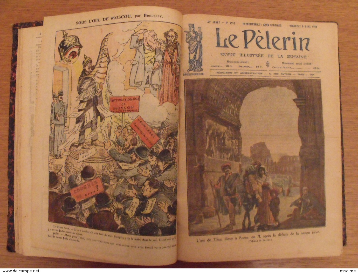 Recueil Reliure 1921. Le Pélerin. La Bonne Presse. Nombreuses Illustrations Couleurs - 1901-1940