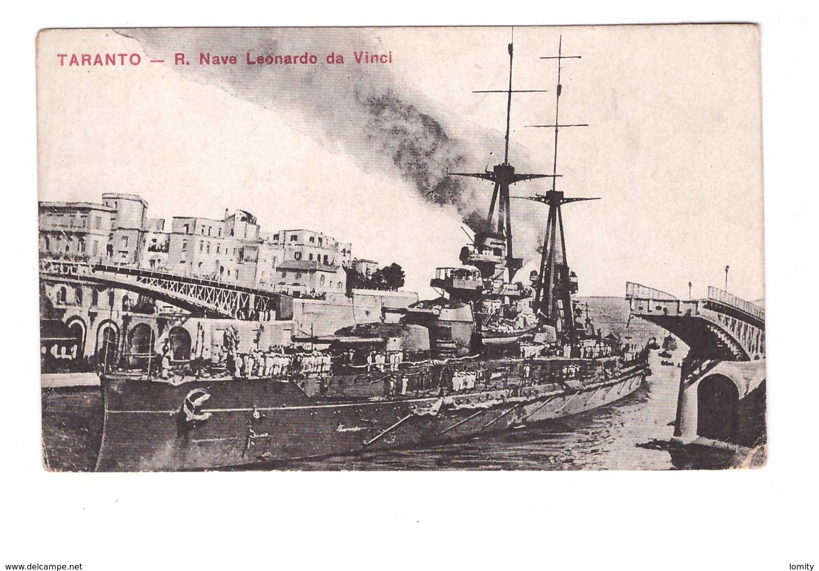 Bateau De Guerre Marine Italienne Navire Nave Leonardo Da Vinci Cpa 1918 à Taranto - Guerra