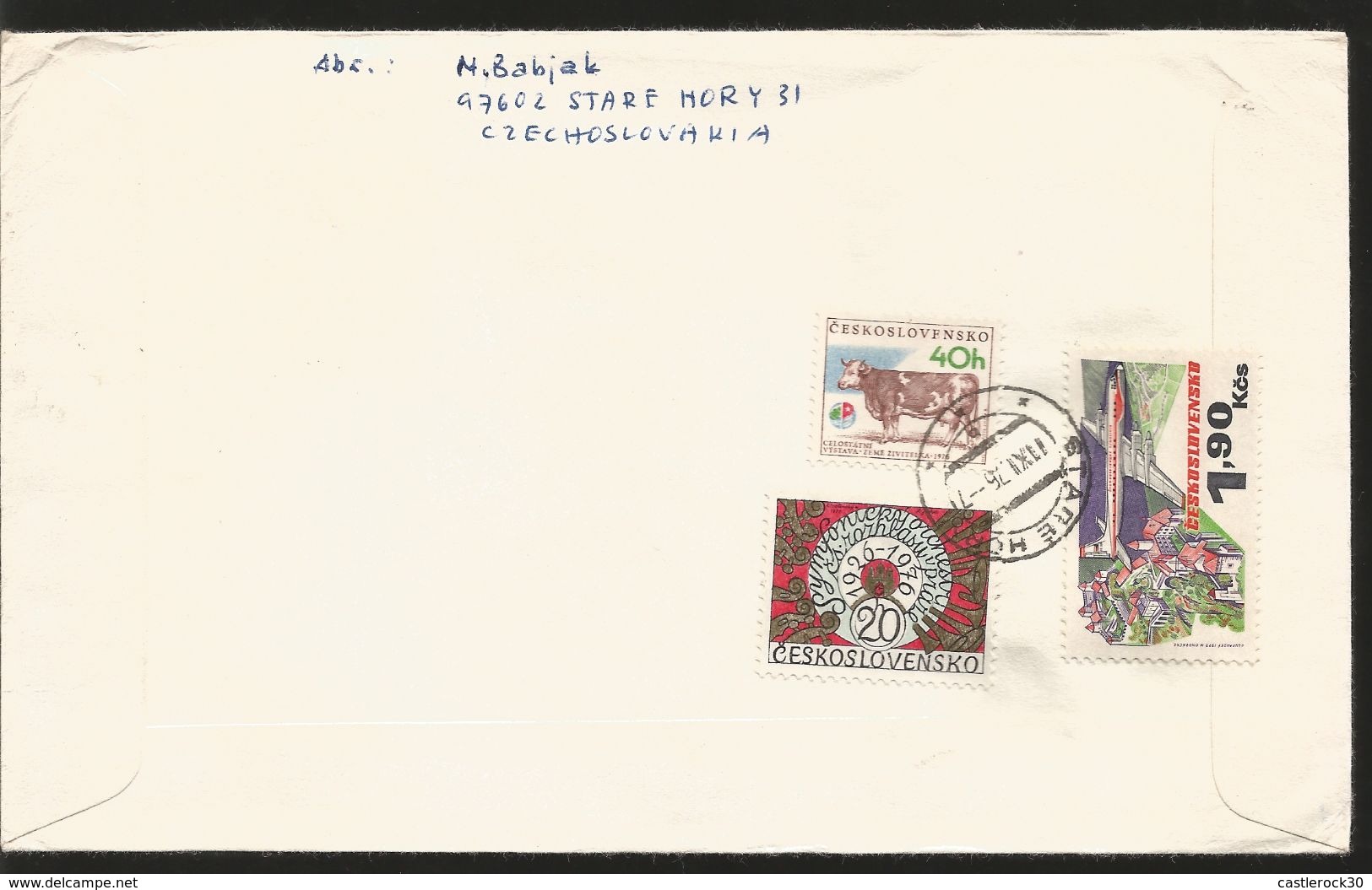 J) 1976 CZECHOSLOVAKIA, JIRAFAS, ELEPHANTS AND ANTILOPES AND FLAMINGOS, MULTIPLE STAMPS, AIRMAIL, CIRCULATED COVER, FROM - Covers & Documents