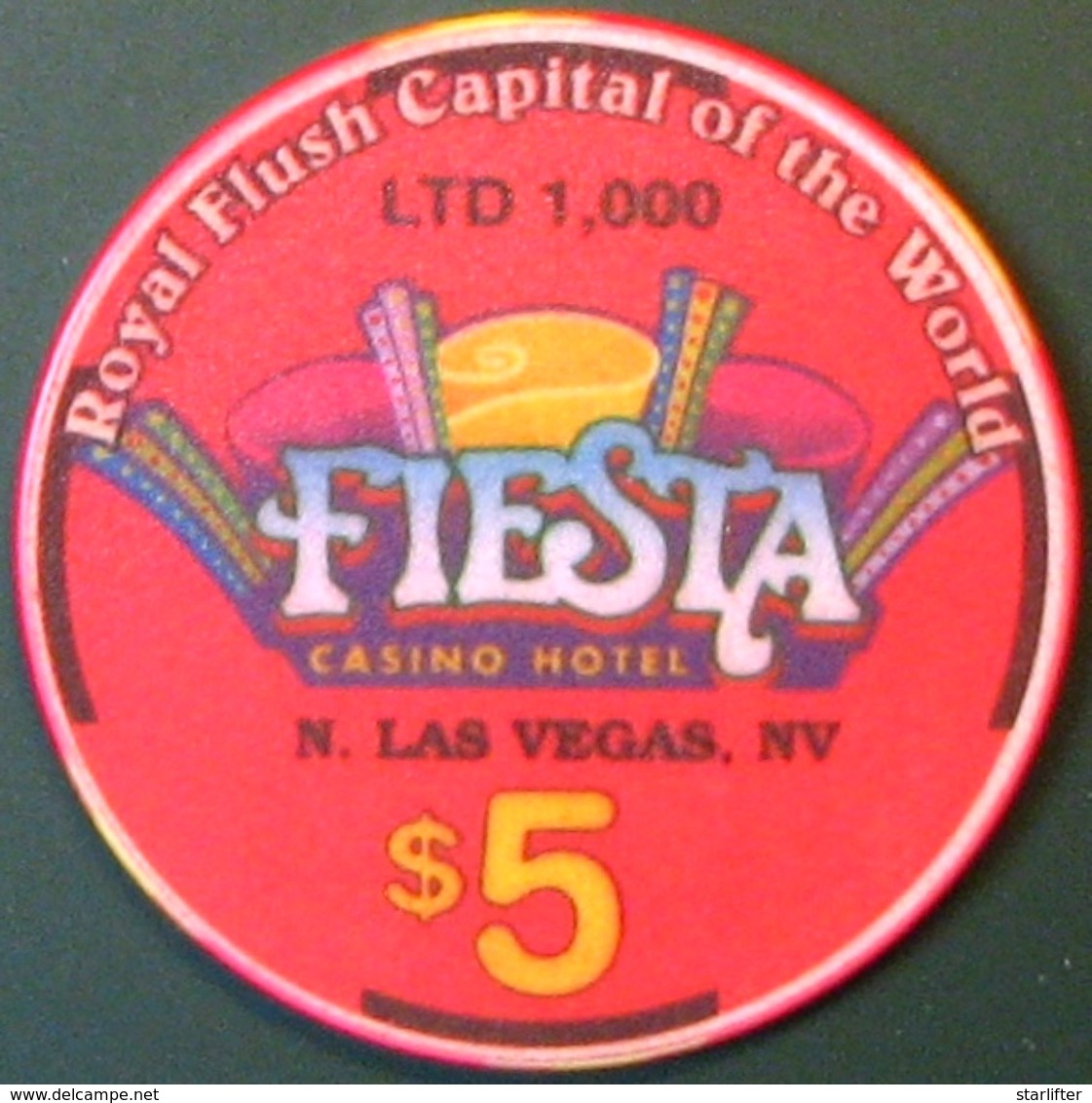 $5 Casino Chip. Fiesta, N. Las Vegas, NV. Millennium, Only 1000 Made. M23. - Casino